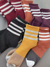 南極人襪子女士襪子毛圈加絨加厚舒適透氣保暖襪秋冬季條紋中筒襪10雙 曬單實(shí)拍圖
