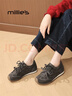 妙麗（Millies）內增高磨砂真皮德訓鞋女復古加絨休閑鞋女紅色輕便女鞋 灰色 40 曬單實(shí)拍圖
