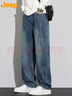 JEEP吉普牛仔褲男春秋季商務(wù)休閑褲子男士寬松工裝男褲 復古藍 3XL 曬單實(shí)拍圖