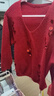 香影白色慵懶風(fēng)v領(lǐng)毛衣女2026春季新款新年氛圍感亮片飄帶針織衫 紅色 M 160/84A/95-110斤 曬單實(shí)拍圖