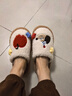果殼（Gukoo）毛絨棉拖鞋女卡通新款冬季可愛(ài)保暖家居防滑地板拖 杏色 36-37 曬單實(shí)拍圖