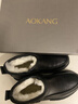 奧康（Aokang）棉鞋男士冬季加絨保暖羊毛牛皮休閑工裝靴男 黑色  39   曬單實(shí)拍圖