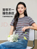 逸陽(yáng)（ESE-Y）橫琴島條紋短袖T恤女2026春新款撞色圓領(lǐng)正肩顯瘦內搭打底衫 藍條 XL 曬單實(shí)拍圖