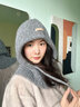 俞兆林帽子冬季女保暖加厚防風(fēng)防寒護耳護頸騎行耳罩脖套一體帽   灰色 曬單實(shí)拍圖