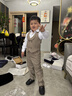 羅蒙兒童西裝套裝秋冬男童主持人禮服鋼琴演出服男孩西服外套英倫 四件套：外套+褲子+馬甲+襯衫 【贈領(lǐng)結】 110 曬單實(shí)拍圖