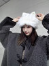 渠辰帽子冬季女貓耳帽白色帽子毛絨帽高顏值冬季毛茸茸可愛(ài)時(shí)尚洋氣 白色貓耳帽  建議帽圍【56-58cm】 曬單實(shí)拍圖