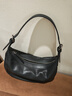 裘真新年禮物 【明星同款】植鞣羊皮月牙hobo包通勤單肩腋下包包女 黑色小號 小包/大包 曬單實(shí)拍圖