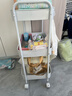 甄嚴選推車(chē)置物架落地多層收納架宿舍移動(dòng)零食架廚房架子鐵藝帶輪儲物架 【加厚碳鋼】三層白色送滑輪 曬單實(shí)拍圖