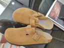 H8真皮勃肯鞋厚底2026年新款情侶男女牛皮博肯涼鞋男士可外穿拖鞋 黃棕【牛皮】高品質(zhì) 42 曬單實(shí)拍圖