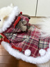 嬉皮狗（hipidog）秋冬狗狗衣服格子新年牽引披風(fēng)連帽絨衣小狗比熊泰迪保暖寵物服裝 德羅紅 M （建議體重5-8斤） 曬單實(shí)拍圖
