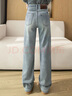 絲柏舍加絨垂感闊腿褲女2025冬裝新款時(shí)尚水洗顯瘦牛仔褲 曬單實(shí)拍圖