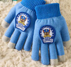 汪汪隊立大功兒童手套掛繩手套包指加絨連指掛脖毛線(xiàn)五指手套2雙裝 藍色 曬單實(shí)拍圖