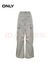 ONLY2025夏季新款工裝風(fēng)口袋高腰寬松顯瘦直筒休閑褲女|125314027 C41升聳灰色 M 曬單實(shí)拍圖