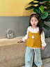 班喜迪女童套裝春裝新款洋氣寶寶針織背心褲子三件套春秋兒童衣服小童裝 黃色 100 曬單實(shí)拍圖