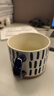 肆月陶瓷馬克杯家用早餐杯高顏值喝水杯子咖啡杯藍色條紋450ml 曬單實(shí)拍圖