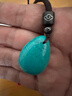 桃貍原礦綠松石水滴吊墜項鏈 男士高瓷高密平安隨身原石飾品掛件女 綠松石水滴吊墜 曬單實(shí)拍圖