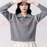 斐特瑪灰色Polo領(lǐng)毛衣女加厚2025春秋新款寬松內搭打底針織衫翻領(lǐng)短上衣 灰色 加厚款 S 小碼 建議100斤以下 曬單實(shí)拍圖
