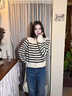美特斯邦威毛衣女[商場(chǎng)同款]2026春季新款復古單排扣休閑舒適毛織圓領(lǐng)開(kāi)衫 粗黑條紋組 M 160/84A 曬單實(shí)拍圖