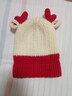 貝娜茜兒童帽子秋冬季寶寶女針織帽圍巾兒童紅色喜慶過(guò)年帽嬰幼兒毛線(xiàn)帽 小鹿角-紅色 帽子+圍巾 18個(gè)月-6歲（48-54CM） 曬單實(shí)拍圖