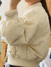 三吉黑花【小玫瑰】新中式雪尼爾歐根紗短款羽絨服女款冬季外套潮 米白(90白鴨絨) M 曬單實(shí)拍圖