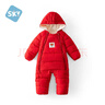 舒貝怡寶寶衣服新生兒棉服哈衣加厚嬰兒童夾棉保暖連體衣秋冬季爬爬服 紅色 【加絨】 66cm 曬單實(shí)拍圖