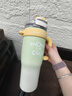 物生物（RELEA）保溫杯大容量高顏值吸管杯女生保冷車(chē)載辦公桌面水杯冰霸杯子禮物 青梅起泡酒-1.3L【316L不銹鋼內膽 無(wú)茶漏】 曬單實(shí)拍圖