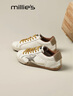 妙麗（Millies）板鞋女平底輕便系帶拼色星星潮流2026春季新款百搭休閑小白鞋 流金白 38 (240mm) 標準碼 曬單實(shí)拍圖