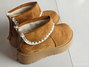 靖話(huà)復古加絨雪地靴女2025新款小個(gè)子增高保暖東北棉鞋冬季勃肯短靴子 駝色【加絨加厚】 36 (230mm) 曬單實(shí)拍圖