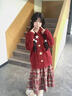 OVE兒童冬裝套裝洋氣長(cháng)裙女童圣誕好看兩件套女大童冬季毛衣半身裙子 4553紅色長(cháng)裙 130 cm 曬單實(shí)拍圖