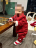乖奇熊寶寶夾棉保暖連體哈衣秋冬衣服嬰幼兒童紅色過(guò)年喜慶拜新年服冬季 曬單實(shí)拍圖
