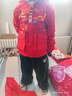 貴人鳥(niǎo)童裝春秋款男童套裝兒童薄款紅色連帽外套中大童保暖拜年服 紅/G金邊醒獅K+G金云-黑/G金邊 160 曬單實(shí)拍圖