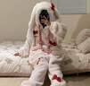 都市麗人睡衣女秋冬珊瑚絨連帽可愛(ài)兔子連體服可外穿新款冬季家居服女士 曬單實(shí)拍圖