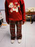 巴布豆（BOBDOG）馬年本命年過(guò)年衣服女童冬裝紅色套裝冬季兒童拜年服酒紅+紅格150 曬單實(shí)拍圖