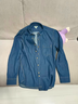 馬登工裝美式復古丹寧牛仔襯衫男春季全棉水洗修身長(cháng)袖襯衣男士外套 深海藍 【修身上衣/商務(wù)正裝/純棉內搭/輕奢高級感】 S 曬單實(shí)拍圖