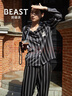 野獸派（THE BEAST）“日進(jìn)斗金”小奶狗黑條紋印花22姆米真絲家居服套裝 男士 XL  曬單實(shí)拍圖