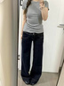 自由系天絲窄版微喇牛仔褲女2026春季新款低腰顯瘦垂感不貼腿喇叭褲子 曬單實(shí)拍圖