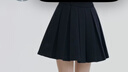 紫涵（ZIHAN）紫涵學(xué)院風(fēng)高腰短款百褶裙2024冬季新款甜美小個(gè)子jk半身裙 黑藏青 M 曬單實(shí)拍圖
