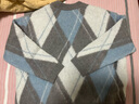 LILY2025秋新款含綿羊毛學(xué)院風(fēng)撞色菱格圓領(lǐng)寬松休閑針織衫毛衣女 401藍色 M 曬單實(shí)拍圖