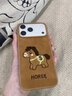 素洛適用蘋(píng)果17promax手機殼秋冬絨布刺繡小馬iPhone16pro創(chuàng  )意卡通簡(jiǎn)約男女15美拉德系帶掛繩14保護套 棕底-刺繡小馬[單殼] iPhone 17 Pro Max 曬單實(shí)拍圖