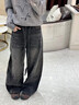 拉夏貝爾復古滿(mǎn)天星燙鉆牛仔褲女2026早春新款秋冬辣妹闊腿拖地褲 曬單實(shí)拍圖