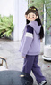 真維斯（Jeanswest）女童春季套裝兒童春秋款拼色時(shí)尚外套兩件套童裝女大童洋氣彎刀褲 【時(shí)尚套裝】紫/紫紗蝴蝶結-醬紫 140 曬單實(shí)拍圖