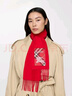 博柏利（BURBERRY）【新禧賀歲系列】陳坤同款 格紋標簽羊絨圍巾 紅色 曬單實(shí)拍圖
