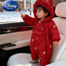迪士尼（Disney）冬季嬰兒連體衣冬裝加厚夾棉外出服加絨寶寶保暖棉服衣服哈衣發(fā)貨 紅色 90cm 90 曬單實(shí)拍圖