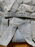 樂(lè )町水洗牛仔背帶褲蕾絲拼接復古休閑褲子 淡色牛仔藍（現貨） L 曬單實(shí)拍圖