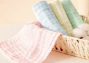 全棉時(shí)代嬰兒口水巾兒童水洗紗布小毛巾洗臉禮盒4條裝 粉藍黃綠25×25cm 曬單實(shí)拍圖
