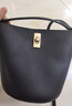 百麗婦女節禮物女包杏仁水桶包送禮真皮通勤手提菜籃子BL766DX4 黑色 曬單實(shí)拍圖