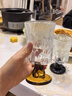 心楠冰川高腳杯輕奢高級感紅酒杯喝酒杯小眾咖啡杯果汁杯飲品水杯子 冰川紋咖底高腳杯1只 曬單實拍圖