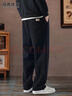 馬克華菲（MARK FAIRWHALE）休閑褲男士冬季寬松衛褲子男褲美式潮牌闊腿長(cháng)褲子 黑色 XL 曬單實(shí)拍圖