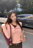 LDBE假兩件翻領(lǐng)撞色長(cháng)袖T恤女春秋設計感超好看修身顯瘦打底衫上衣 粉色 L 100-110斤 曬單實(shí)拍圖