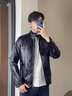 JEEP SPIRIT皮衣外套男春秋新款工裝百搭衣服休閑潮牌男裝秋冬加絨沖鋒皮夾克 9912黑色 L 曬單實(shí)拍圖